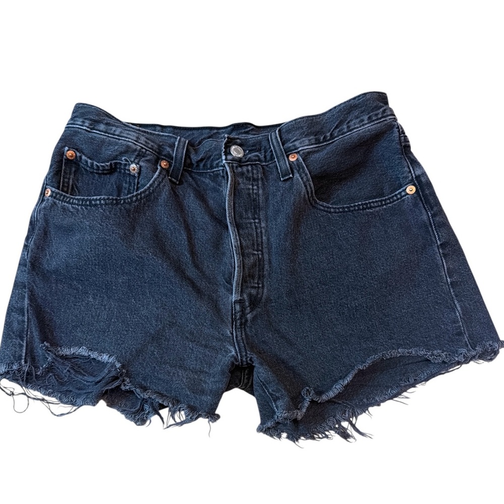 Levi’s 501 Button Fly Cutoff Shorts Size 30 Raw Hem Distressed Denim